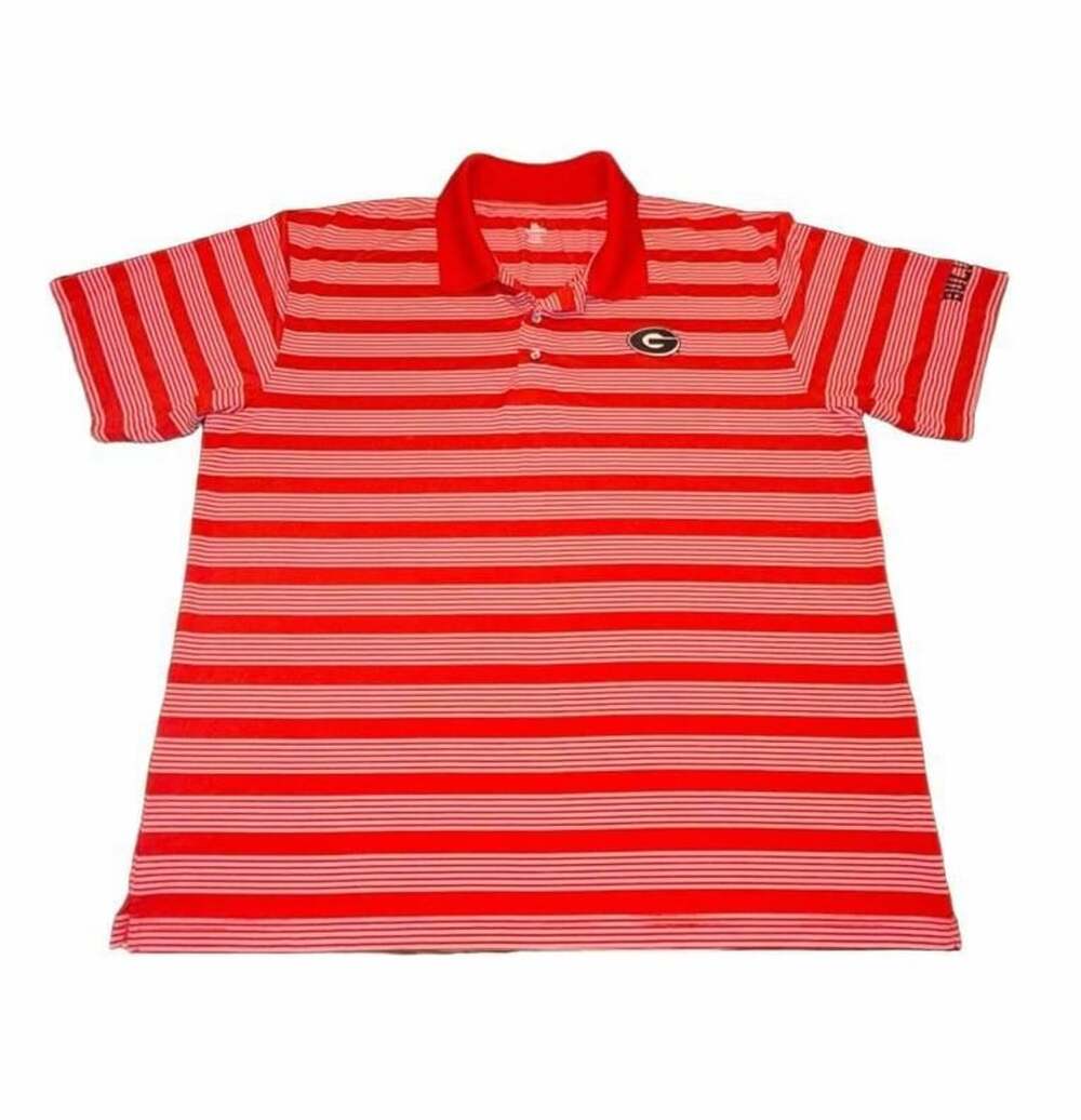Georgia Bulldogs UGA Knights Apparel Red Striped Polo Shirt Men’s XL NCAA